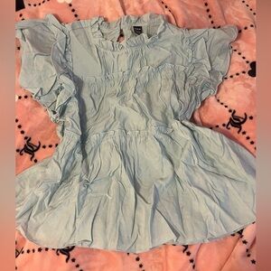 SHEIN Light Blue Ruffled Blouse